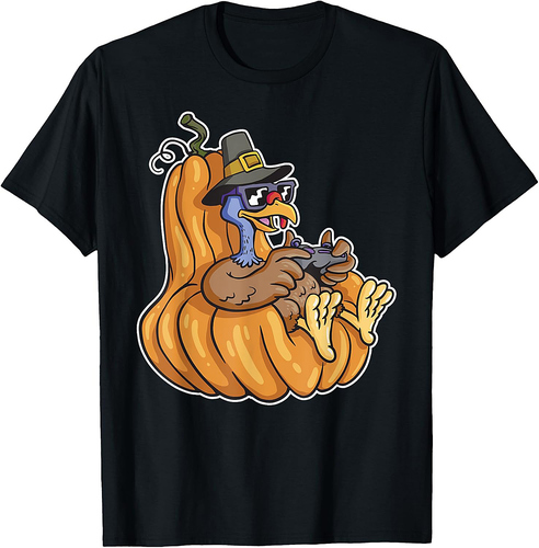 Turkey Gamer Thanksgiving Day Gaming Video-game Gamer T-Shirt