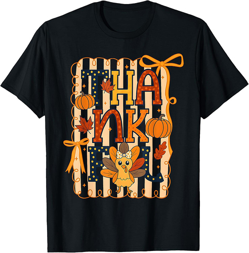 Preppy Fall Thankful Cute Fall Pumpkin Thanksgiving Day 2025 T-Shirt