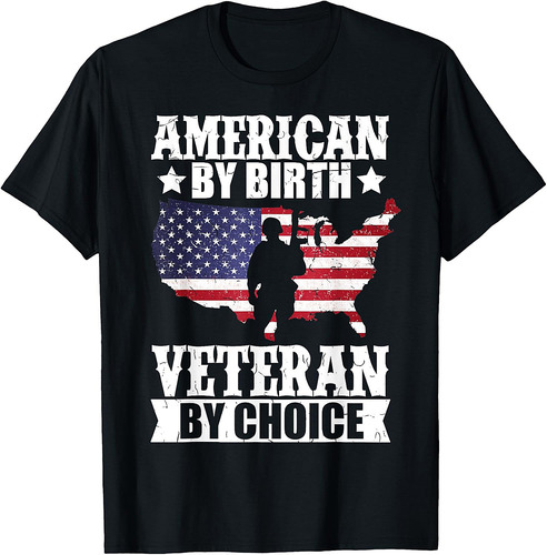 American By Birth Veteran By Choice US Flag Veterans Day T-Shirt