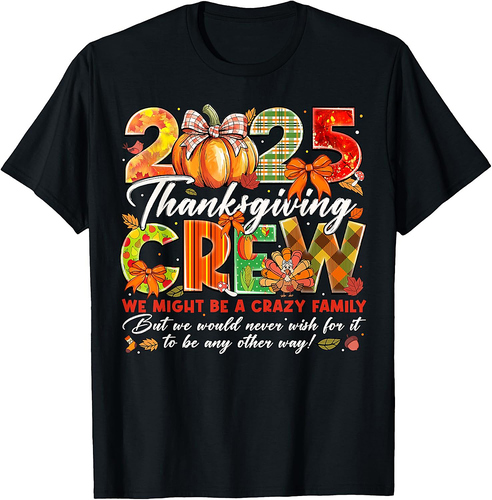 Thanksgiving Crew 2025 Fall Autumn Family Matching Men Women T-Shirt