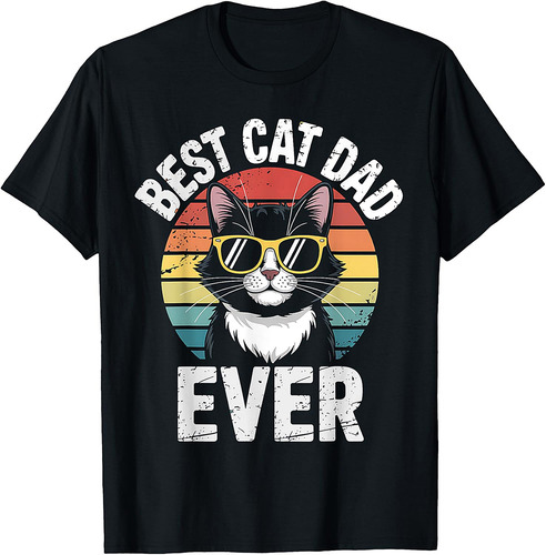 Best Cat Dad Ever Vintage Cat Daddy Funny Cat Fathers Day T-Shirt