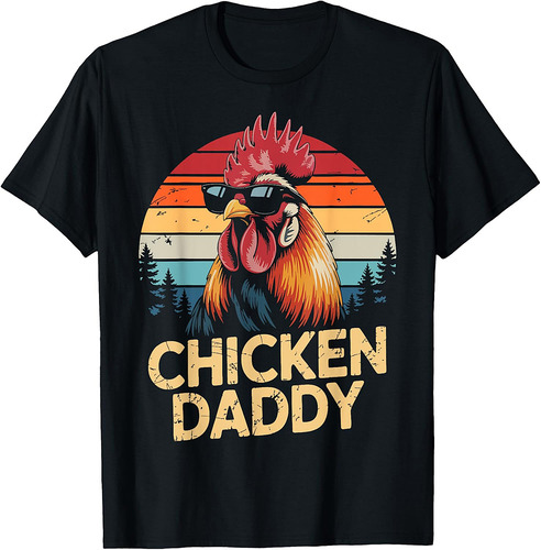 Men Chicken Daddy Rooster Poultry Farmer Retro Fathers Day T-Shirt