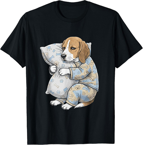 Funny Sleepy Beagle Pajama Men Women T-Shirt