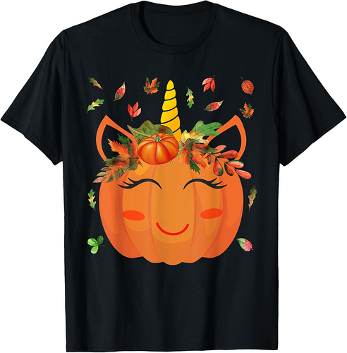 Cute Unicorn Pumpkin Halloween Thanksgiving T-Shirt