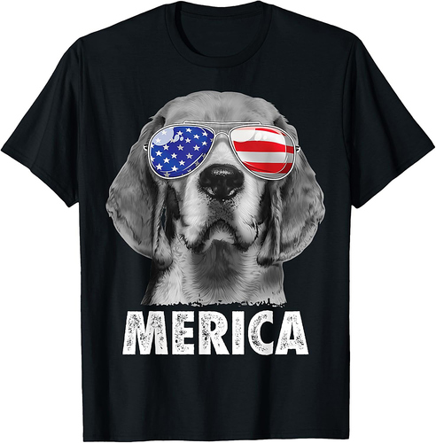 Beagle 4th of July Merica Sunglasses Men USA American Flag T-Shirt