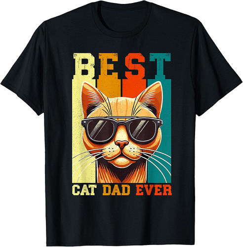 Best Cat Dad Ever Cat Lover Father's Day Daddy Papa Retro T-Shirt
