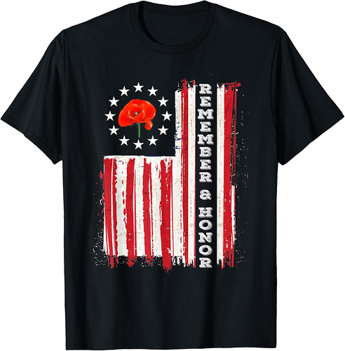 Veterans Day 2025 USA Memorial Day Red Poppy Flower T-Shirt