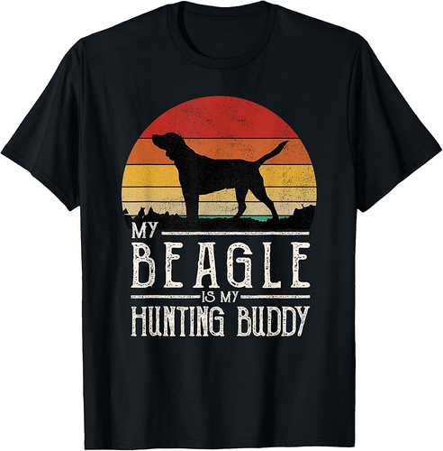 Vintage Sunset Hunting Dog Beagle T-Shirt