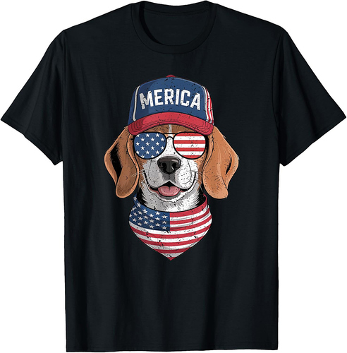 Beagle 4th of July US American Flag Dog Patriotic Men Women T-Shirt