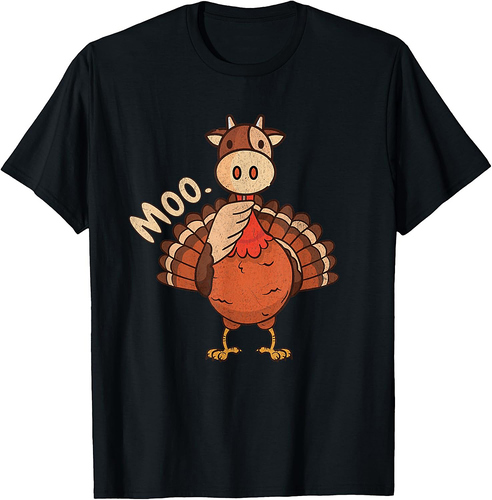 Turkey Moo Fake Cow Turkey Funny Thanksgiving T-Shirt