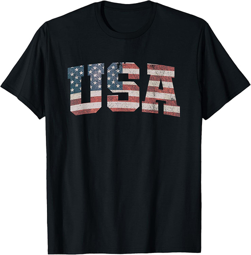 USA US Flag Patriotic 4th of July America Women Girls Men T-Shirt