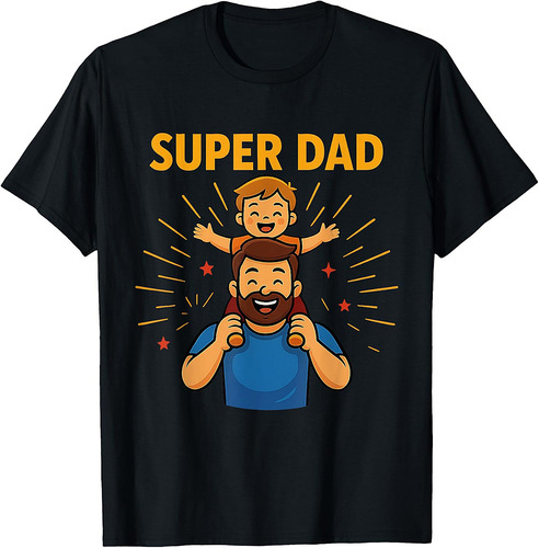Super Dad Cartoon Style Cute Happy Father T-Shirt