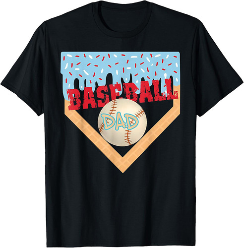 Baseball Dad Home Plate Ice Cream Drip Father's Day Daddy T-Shirt