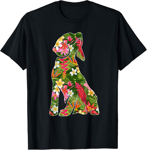 Funny Silhouette Of Beagle Dog Hawaiian Floral Summer Vibes T-Shirt