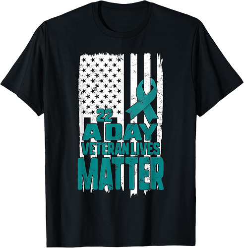 PTSD Awareness 22 a Day Veteran Lives Matter American Flag T-Shirt