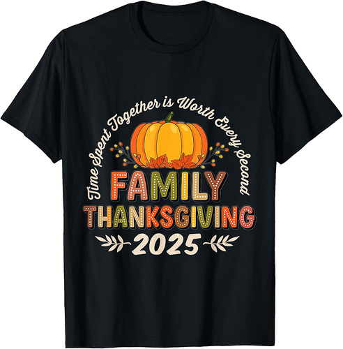 Family Thanksgiving 2025 Crew Pumpkin Turkey Group Matching T-Shirt