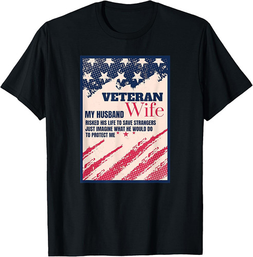 Retirement Veteran Wife Military American Flag Aesthetic T-Shirt