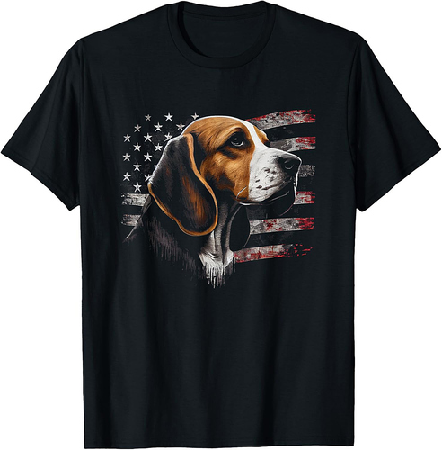 Beagle Dog American Flag T-Shirt