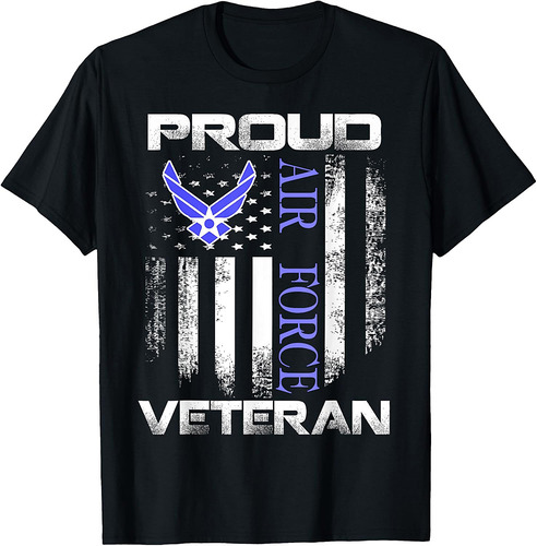 Vintage Proud Air Force Veteran With American Flag Gift T-Shirt