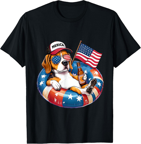 Patriotic Beagle Dog USA Flag 4th of July T-Shirt