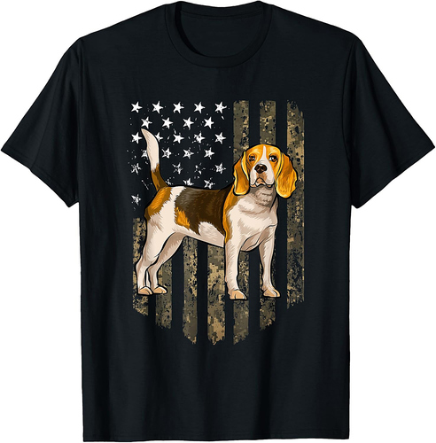 Camo American Flag Beagle 4th Of July USA T-Shirt