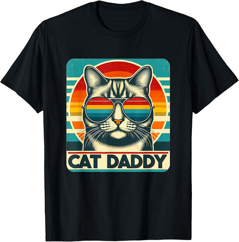 Cat Daddy Funny Cool Cat Father's Day Retro Cat Dad T-Shirt