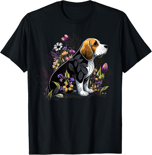 Cute Flower summer Floral Beagle Men Women T-Shirt