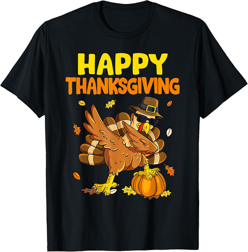 Funny Happy Thanksgiving Dabbing Pilgrim Turkey Men Women T-Shirt
