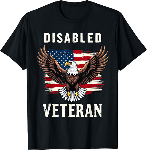 Disabled Veteran Men's Patriotic Veterans day American Flag T-Shirt