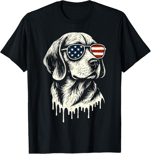 American Flag Beagle USA Retro Patriotic 4th of July Vintage T-Shirt