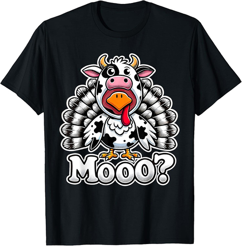 Turkey Moo Funny Thanksgiving Cow T-Shirt