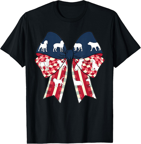 Beagle Dog American Flag Patriotic Bow Coquette 4th Of July T-Shirt for Men Women