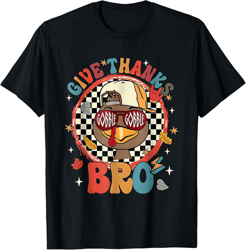 Give Thanks Bro Funny Turkey Thanksgiving Boys T-Shirt