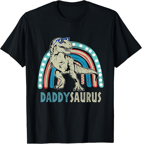 Daddysaurus T Rex Rainbow Daddy Saurus Father’s Day T-Shirt