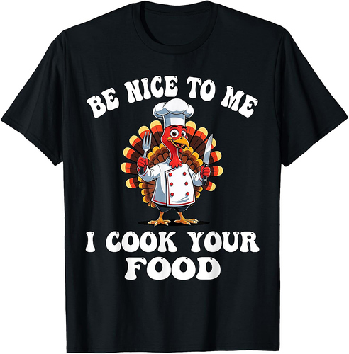 Funny Thanksgiving Turkey Chef Cooking Culinary Cook Groovy T-Shirt