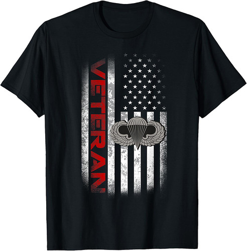 Veteran Airborne Paratrooper Military Wings Distressed T-Shirt