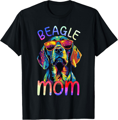 Beagle Lovers Colorful Pop Art Womens Beagle Mom T-Shirt