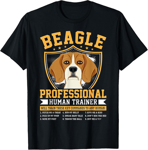 Unisex-Adults Black Dog Motif Professional Human Trainer T-Shirt