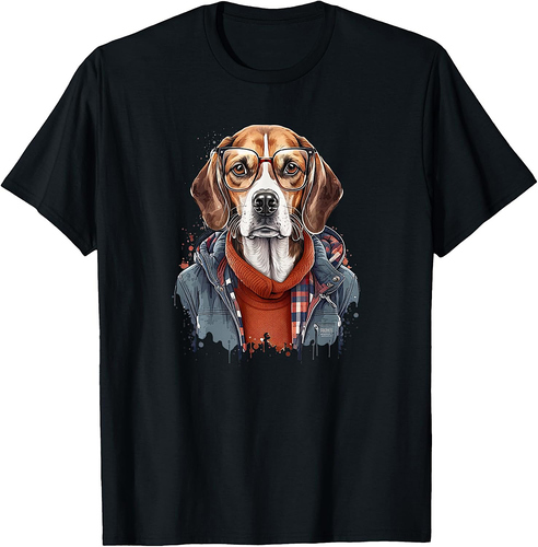 Funny Beagle Dog Hipster T-Shirt