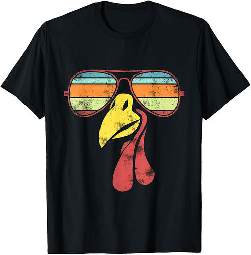 Cool Vintage Turkey Face Sunglasses  Thanksgiving T-Shirt