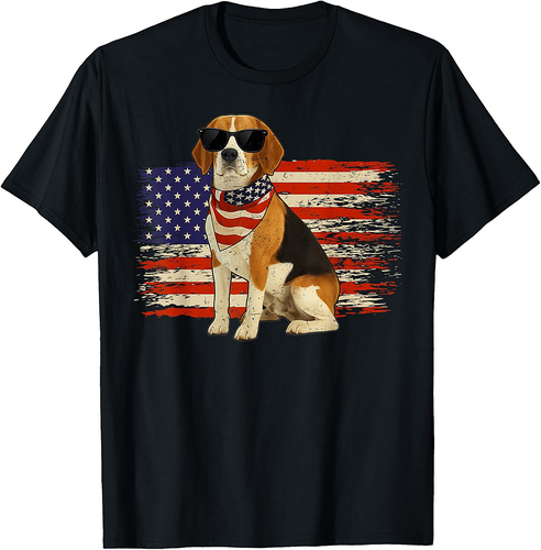 Patriotic Beagle American Flag Dog Lovers Retro 4th Of July T-Shirt