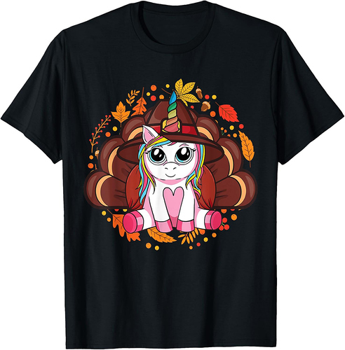 Cute Thanksgiving Girls Toddler Turkey Unicorn T-Shirt