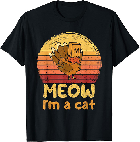 Turkey Meow I'm a Cat Thanksgiving Turkey Tradition 01 T-Shirt