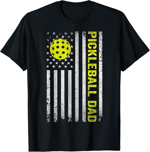 Pickleball Dad Father's Day USA Flag T-Shirt