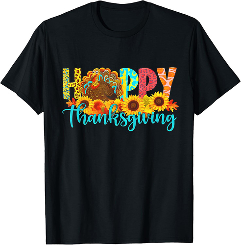 Happy thanksgiving for turkey day family dinner sunflower T-Shirt