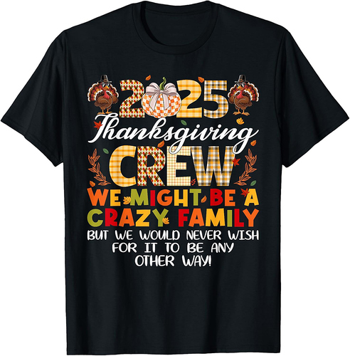 Family Matching Thanksgiving Crew 2025 Fall Autumn Men Women T-Shirt