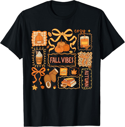 Fall Vibes Autumn Coquette Pumpkin Thanksgiving Coffee Women T-Shirt