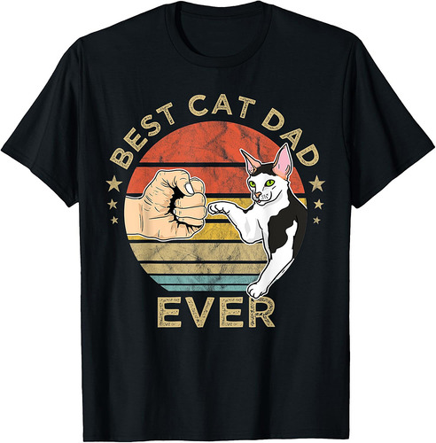 Funny Best Cat Dad Ever Vintage Retro Gift For Father Daddy T-Shirt