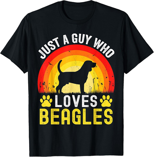 Just A Guy Who Loves Beagles Retro Vintage Beagle Dog Men Women T-Shirt