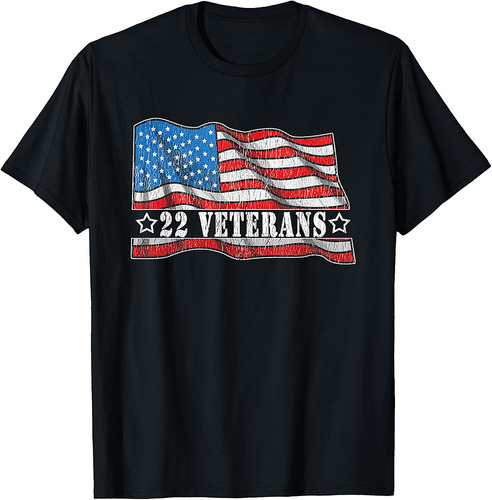 22 Veterans A Day Commit Suicide PTSD Patriotic USA Flag T-Shirt